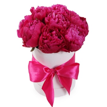 Красные пионы в коробке