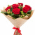 Букет из 7 красных роз и гиперикума